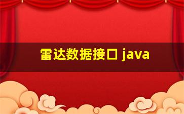 雷达数据接口 java